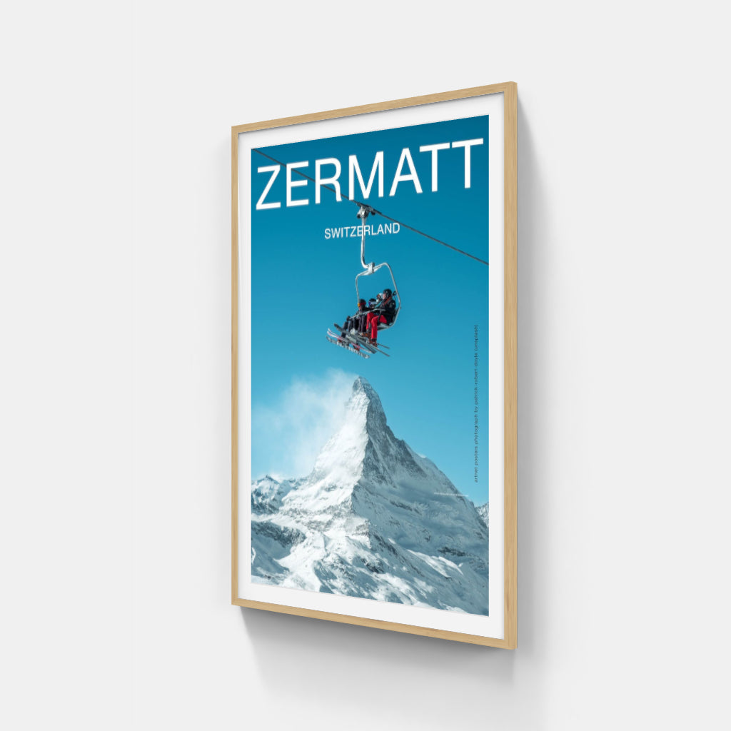 Skiing on top of the Matterhorn poster