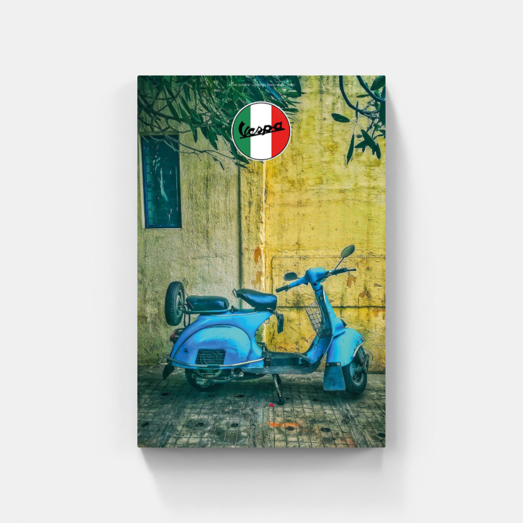 Blue Vespa scooter poster