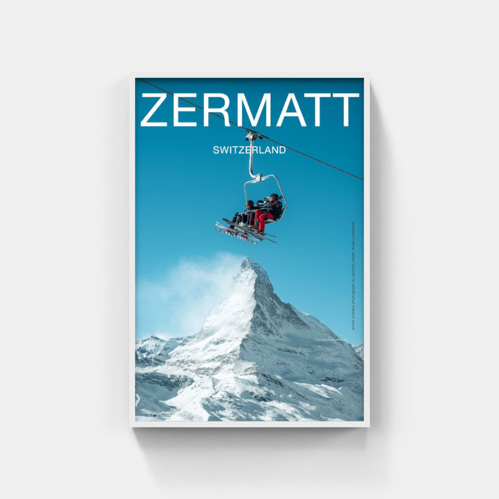 Skiing on top of the Matterhorn poster