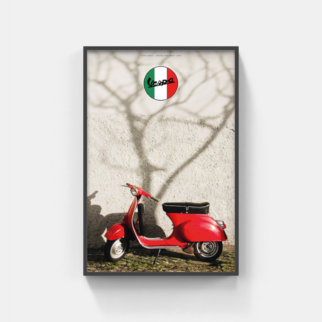 Red Vespa scooter poster