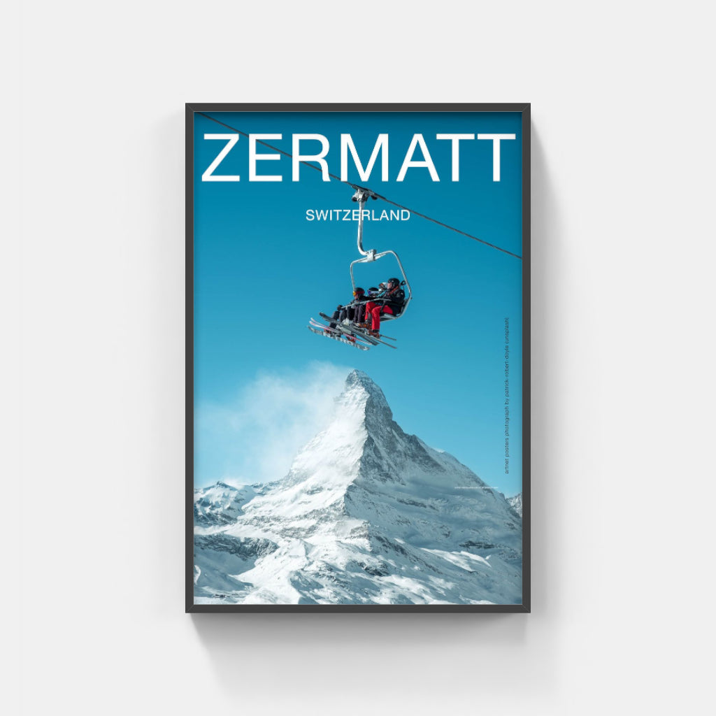 Skiing on top of the Matterhorn poster