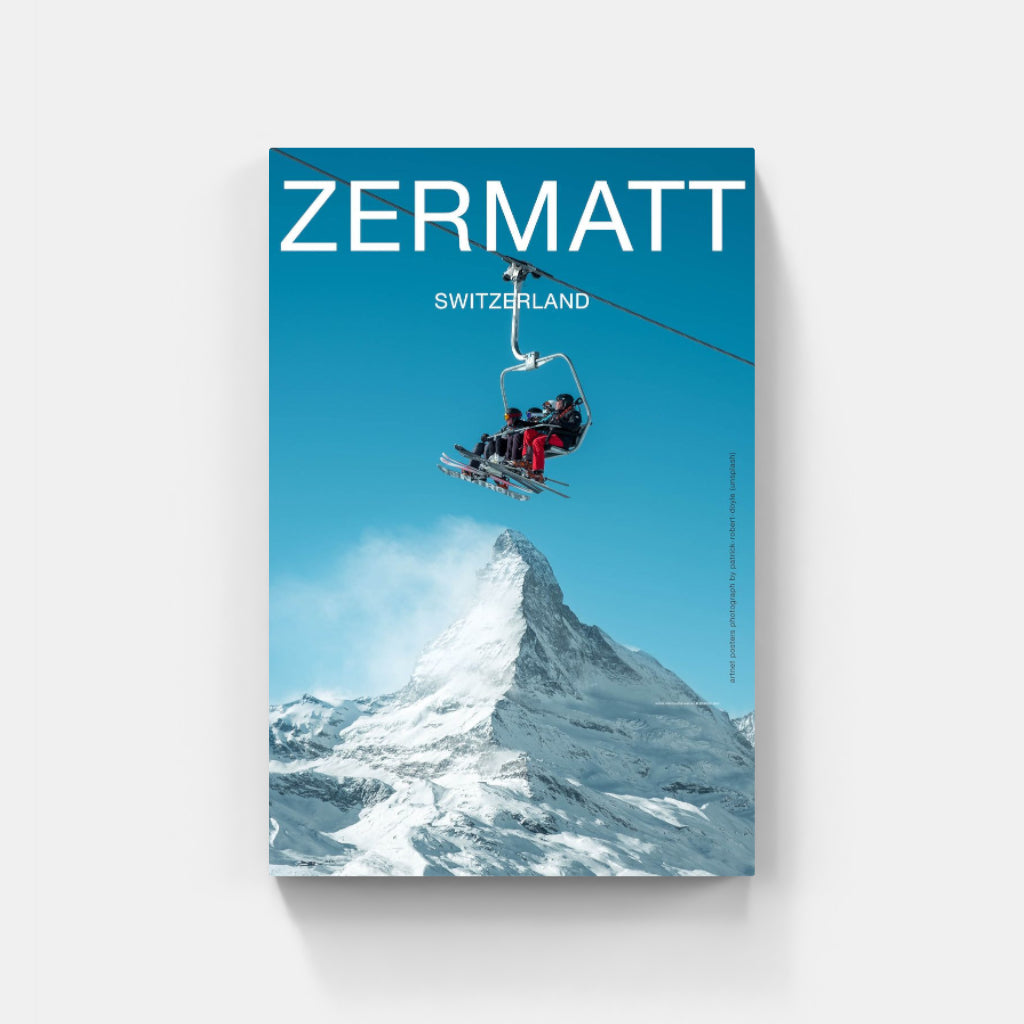Skiing on top of the Matterhorn poster