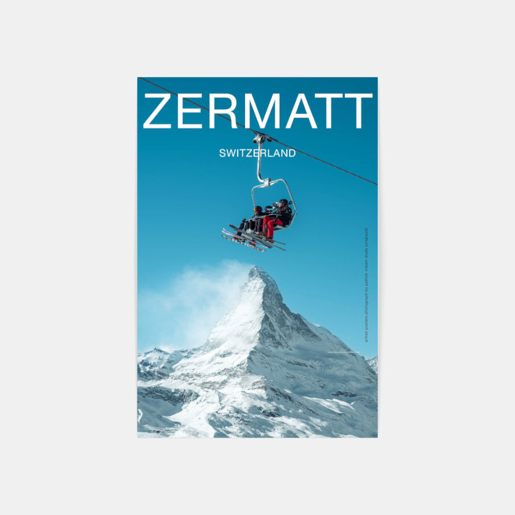 Skiing on top of the Matterhorn poster