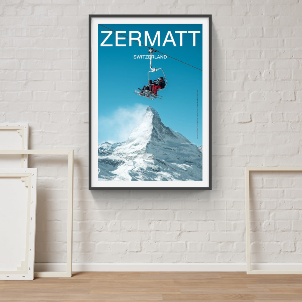 Skiing on top of the Matterhorn poster