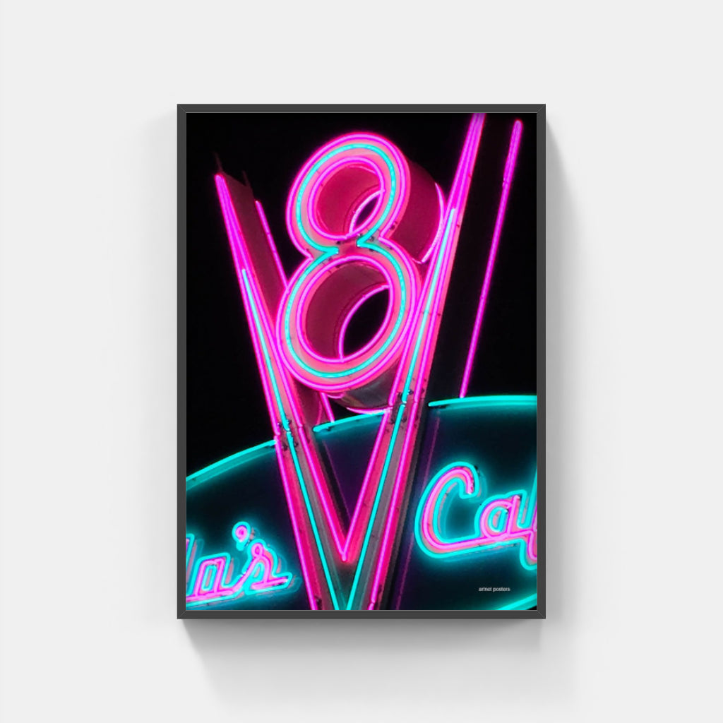 V8 neon poster