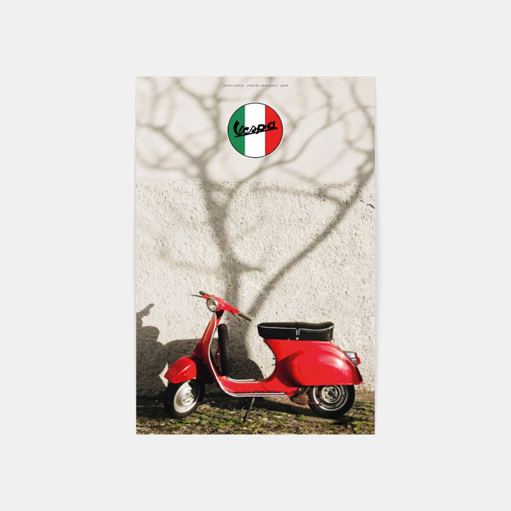 Red Vespa scooter poster