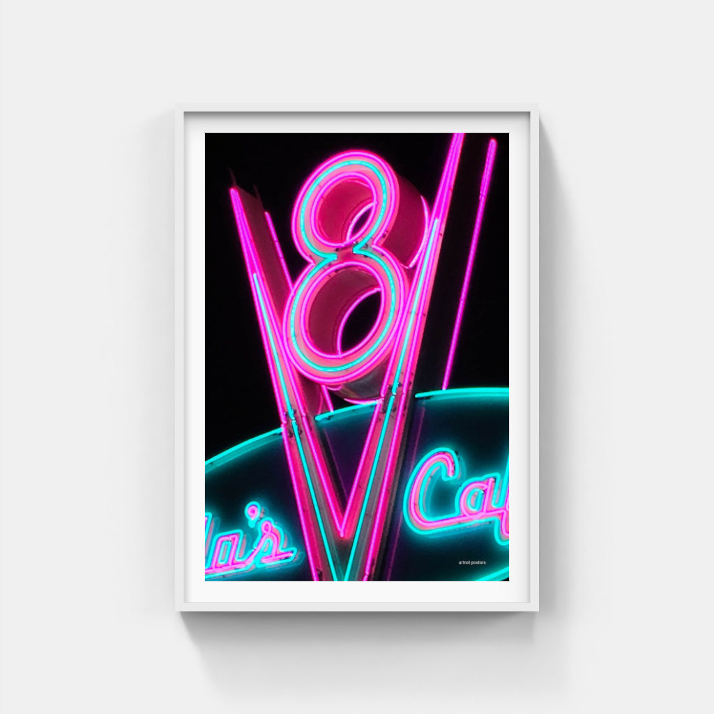 V8 neon poster