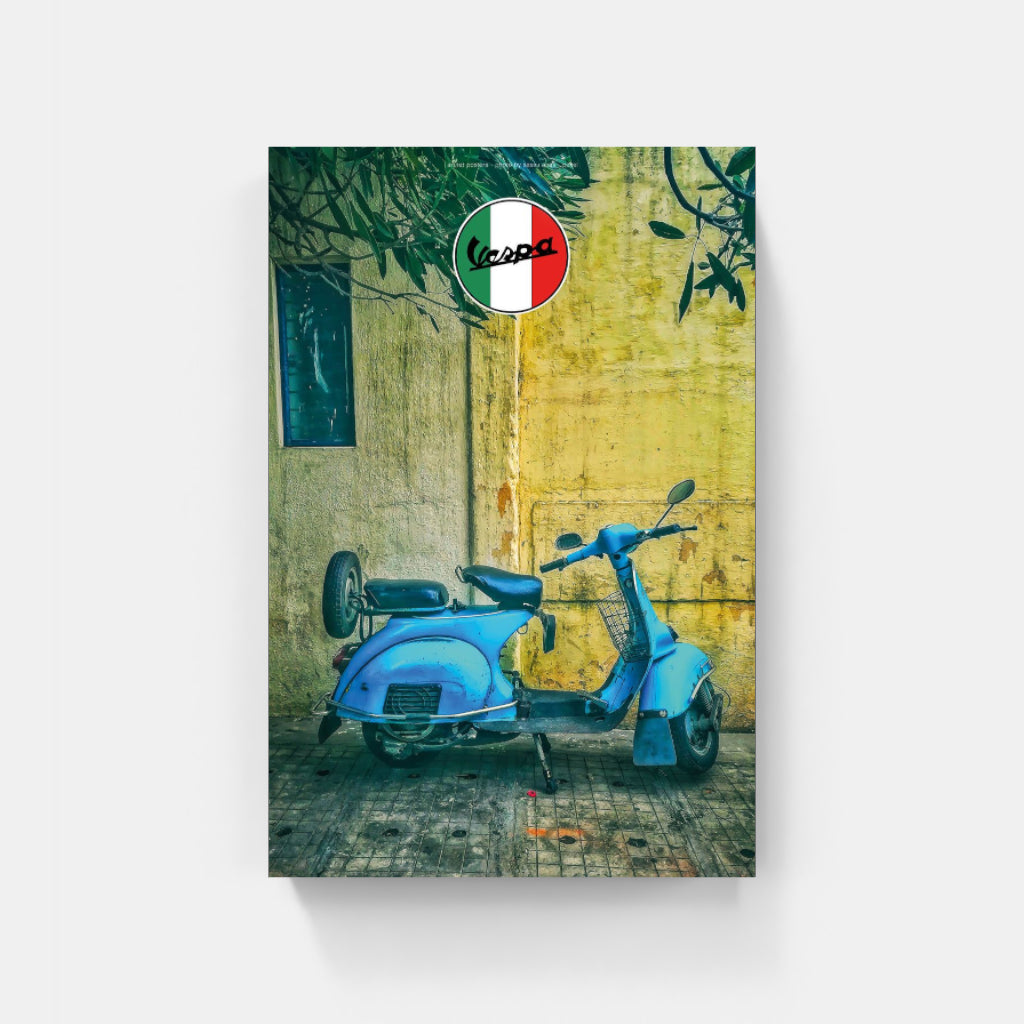 Blue Vespa scooter poster
