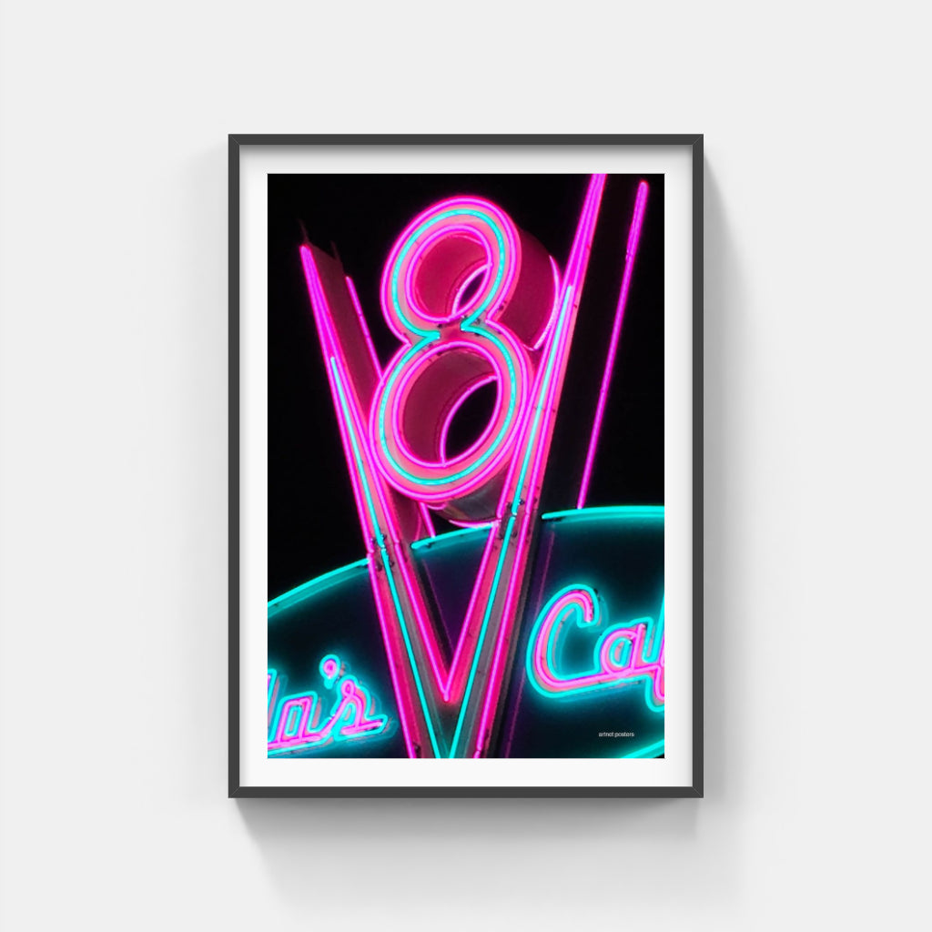 V8 neon poster