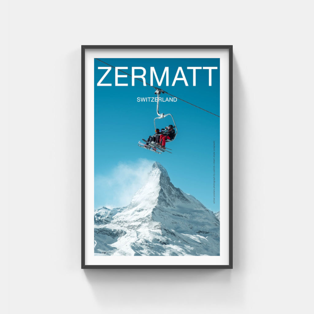 Skiing on top of the Matterhorn poster