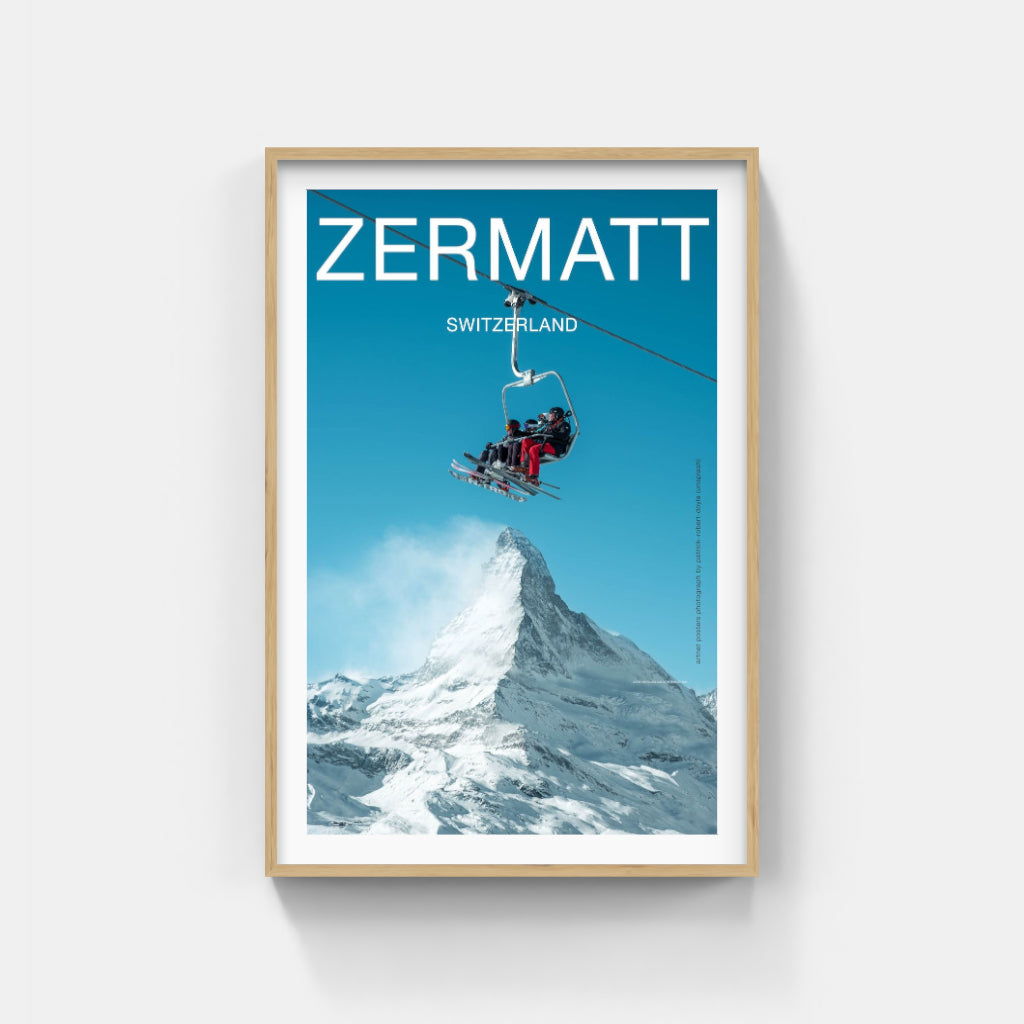 Skiing on top of the Matterhorn poster