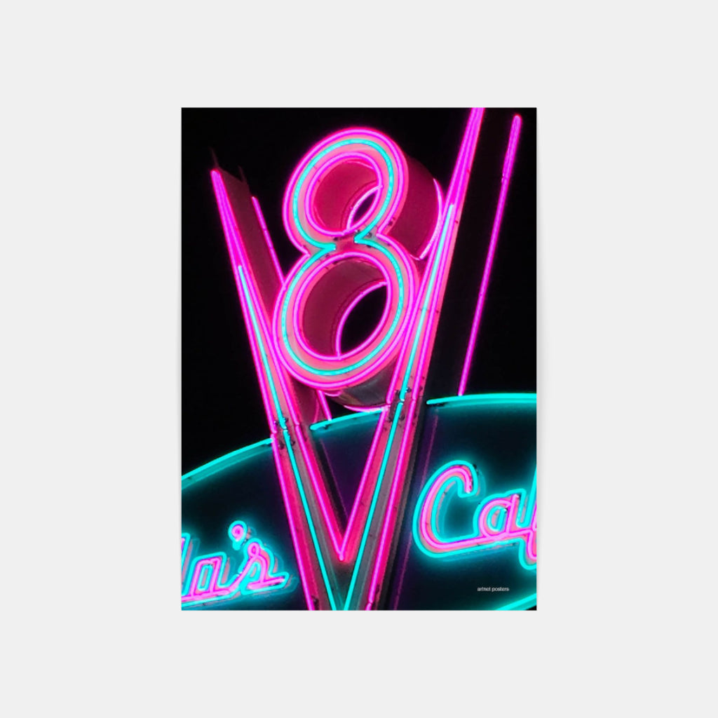 V8 neon poster