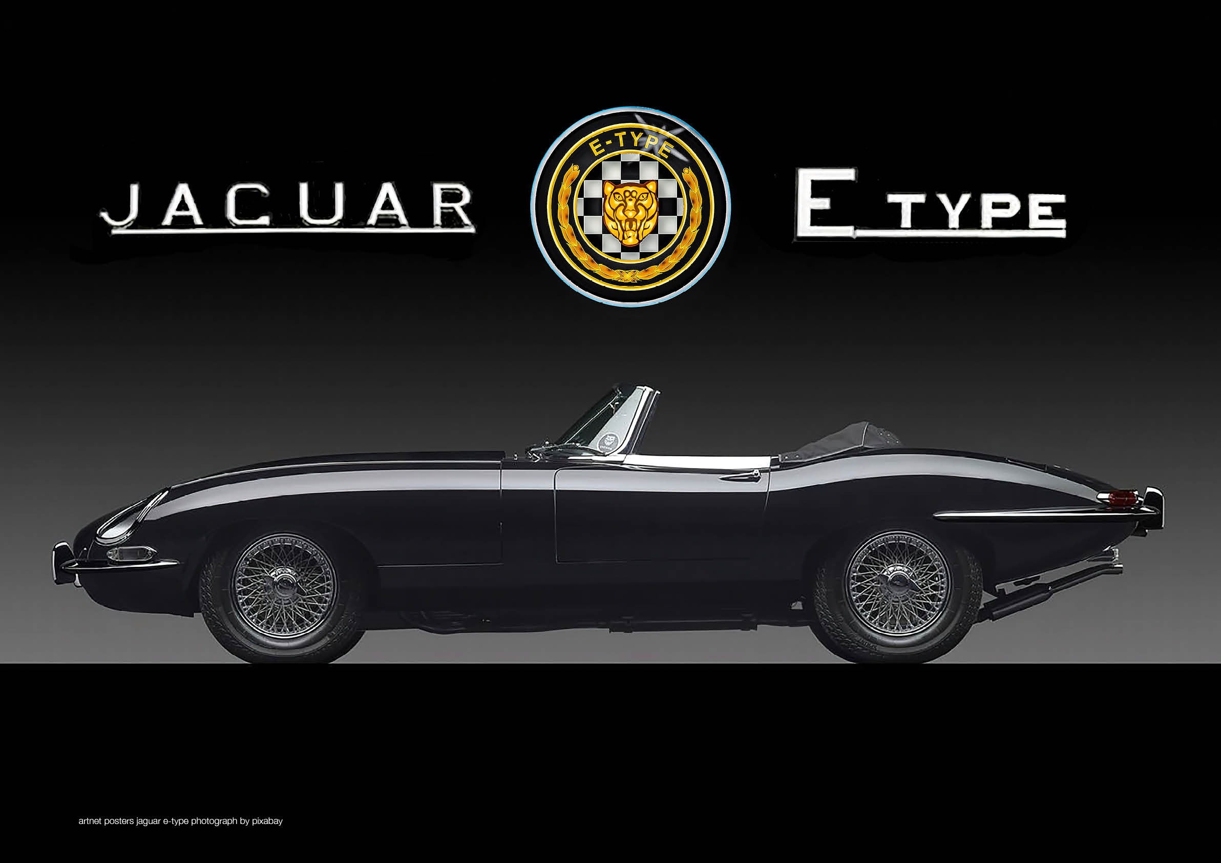 Jaguar E-Type poster (black)