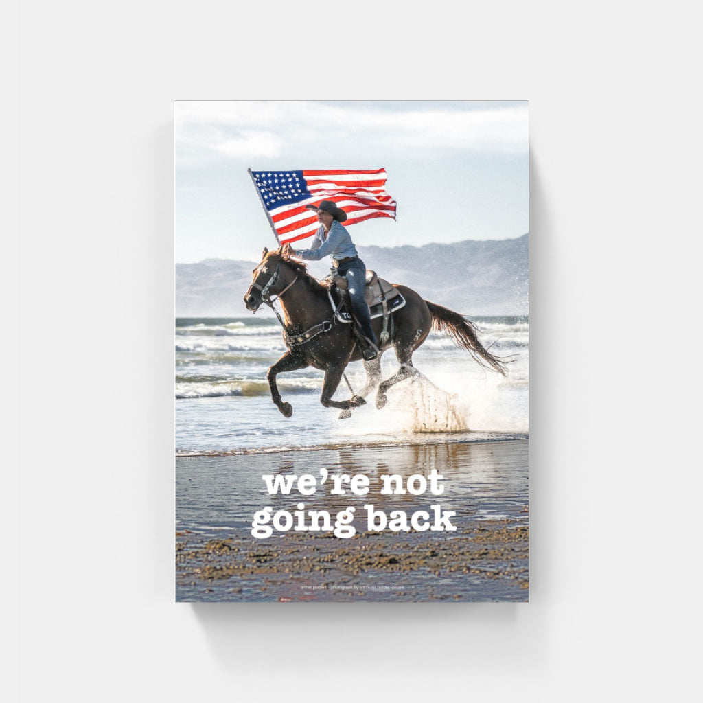 We're not going back horse poster