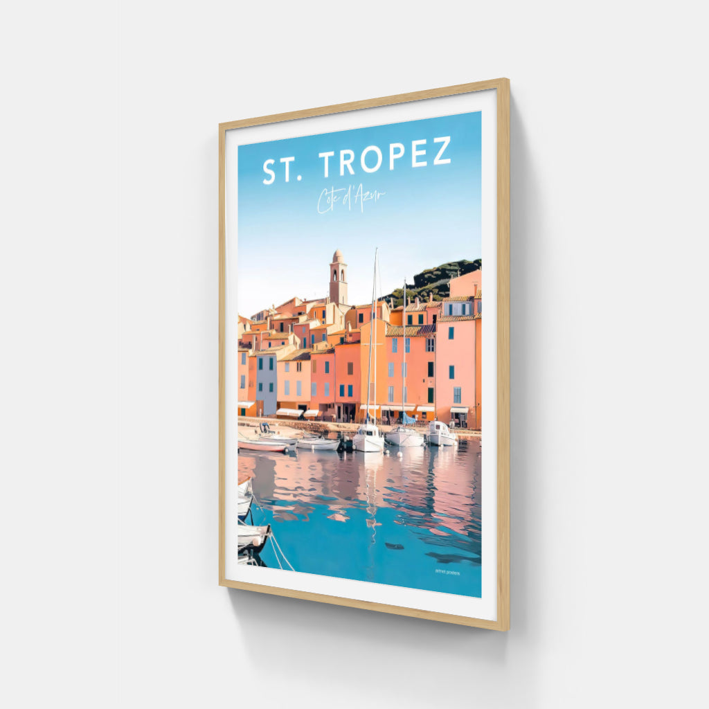 St Tropez Village retro poster