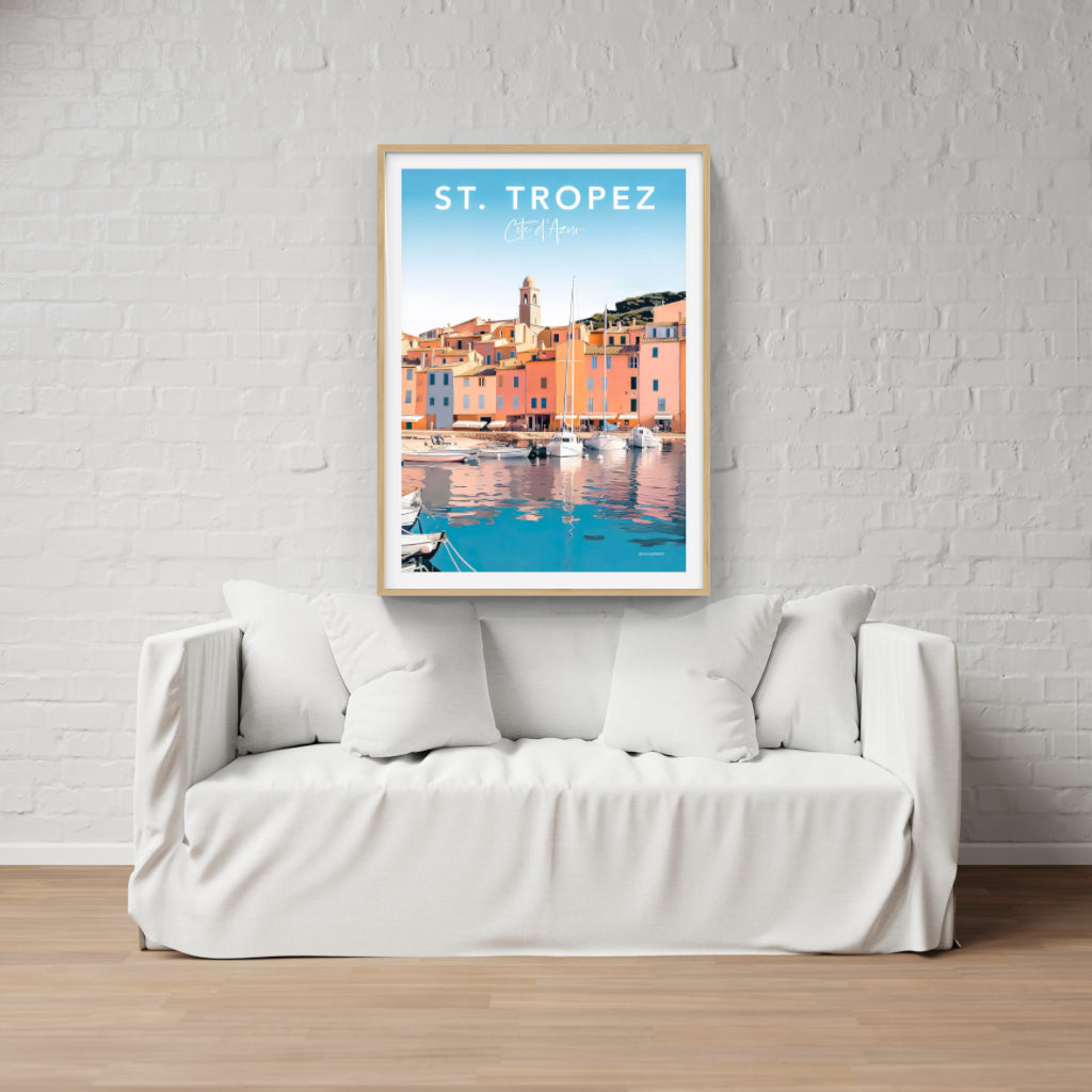 St Tropez Village retro poster