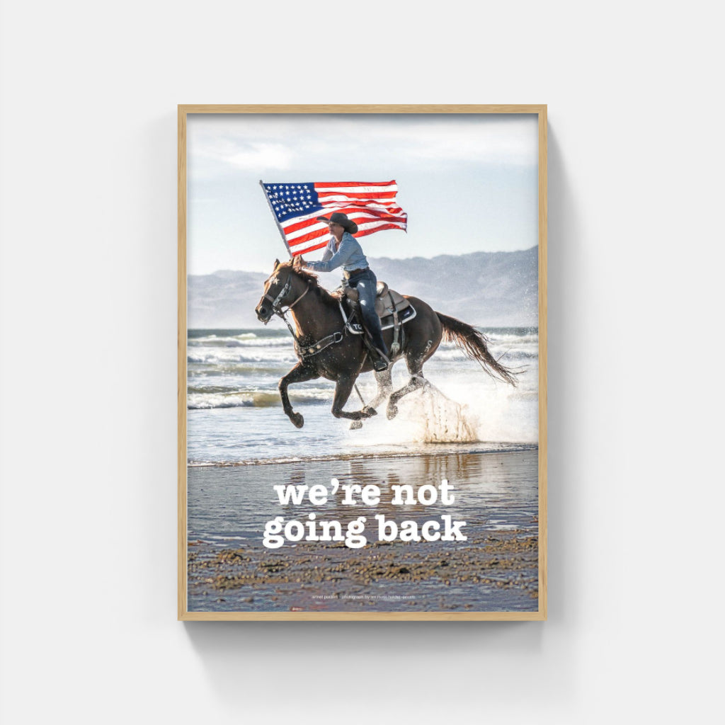 We're not going back horse poster