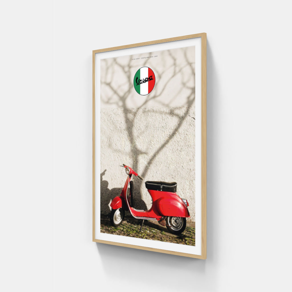 Red Vespa scooter poster