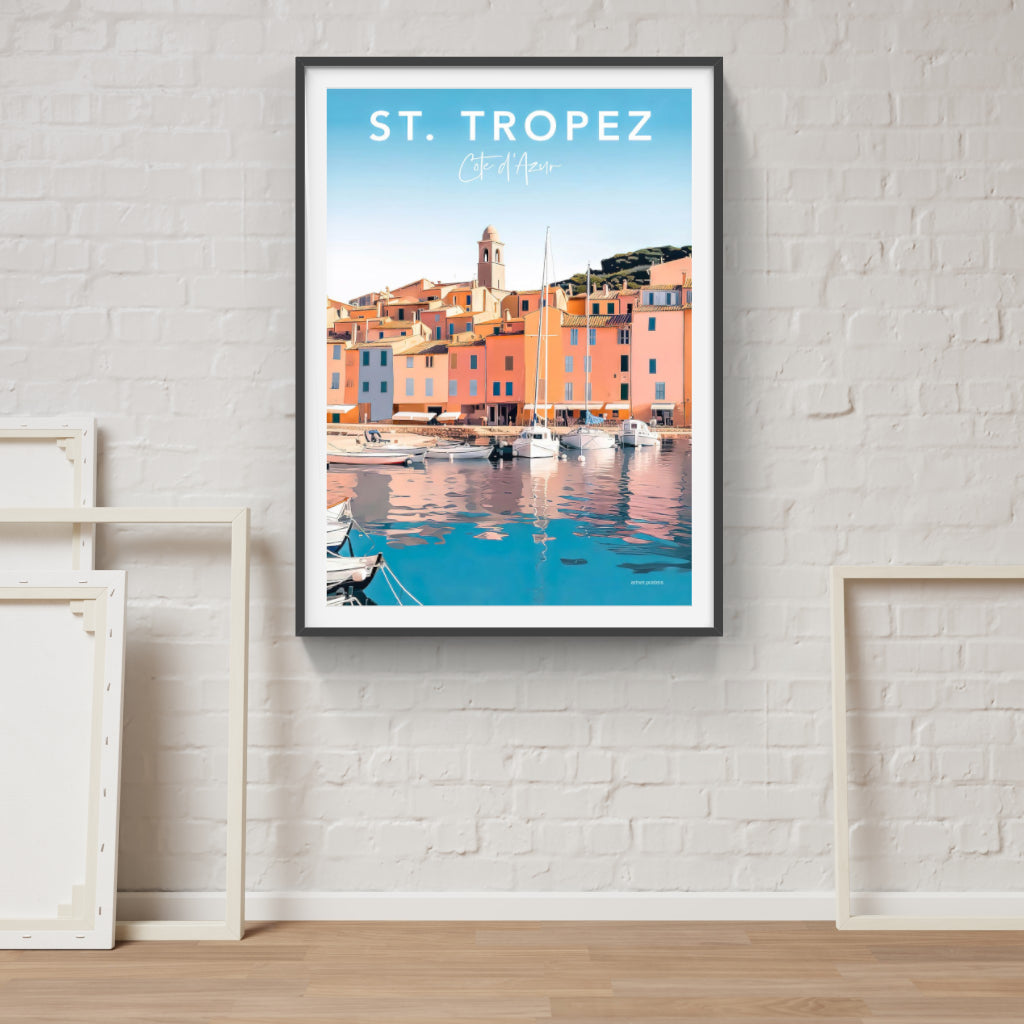 St Tropez Village retro poster