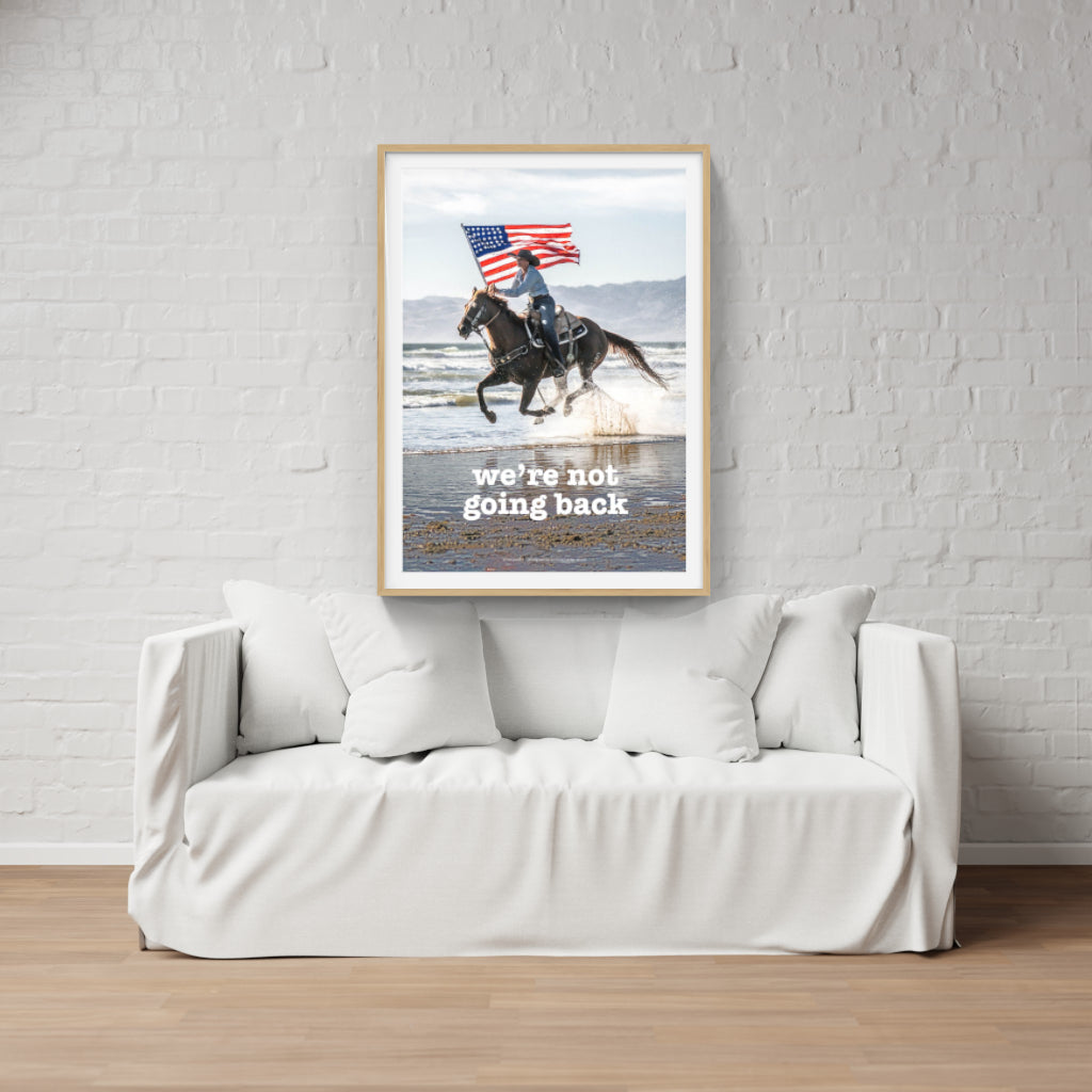 We're not going back horse poster