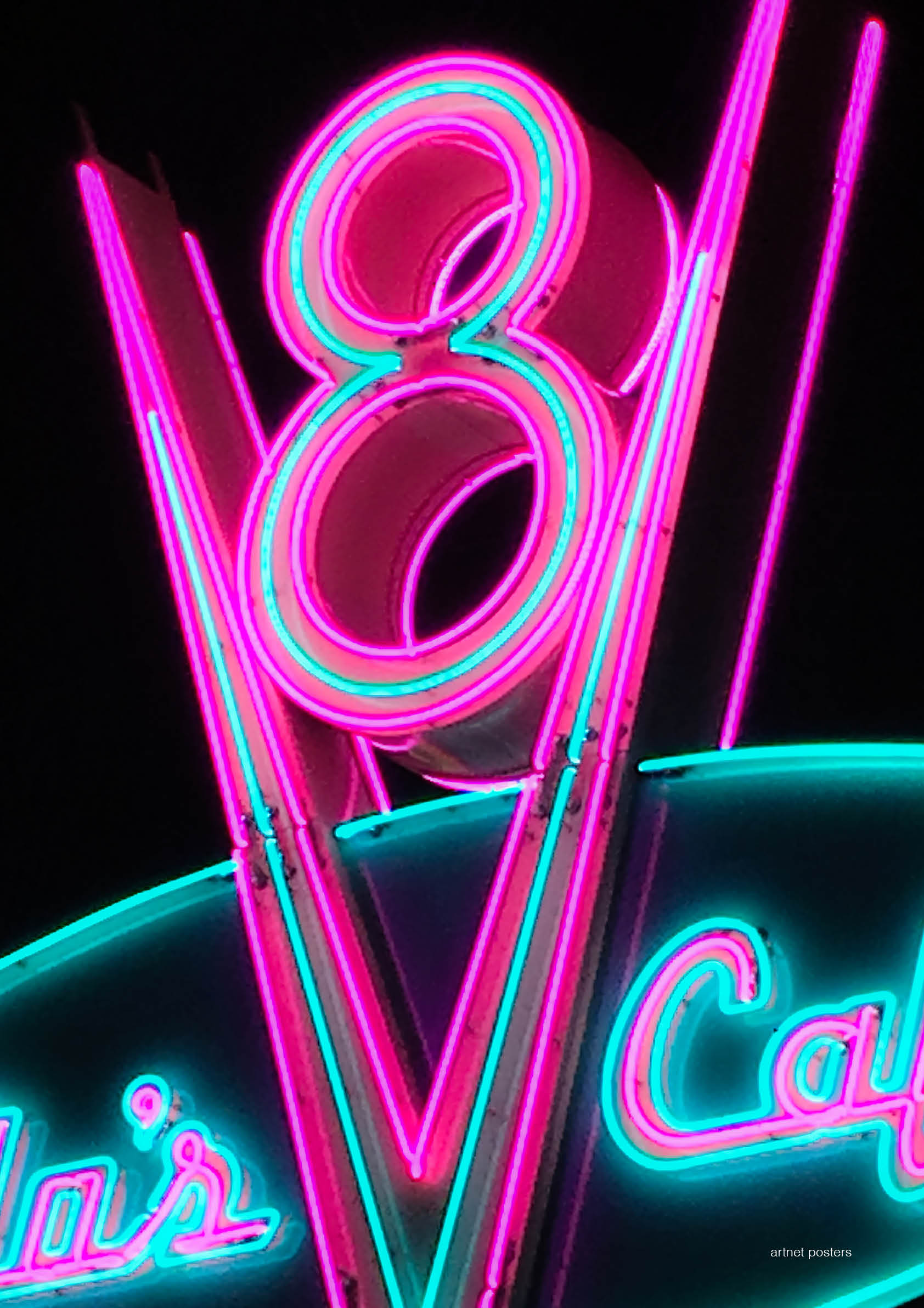 V8 neon poster