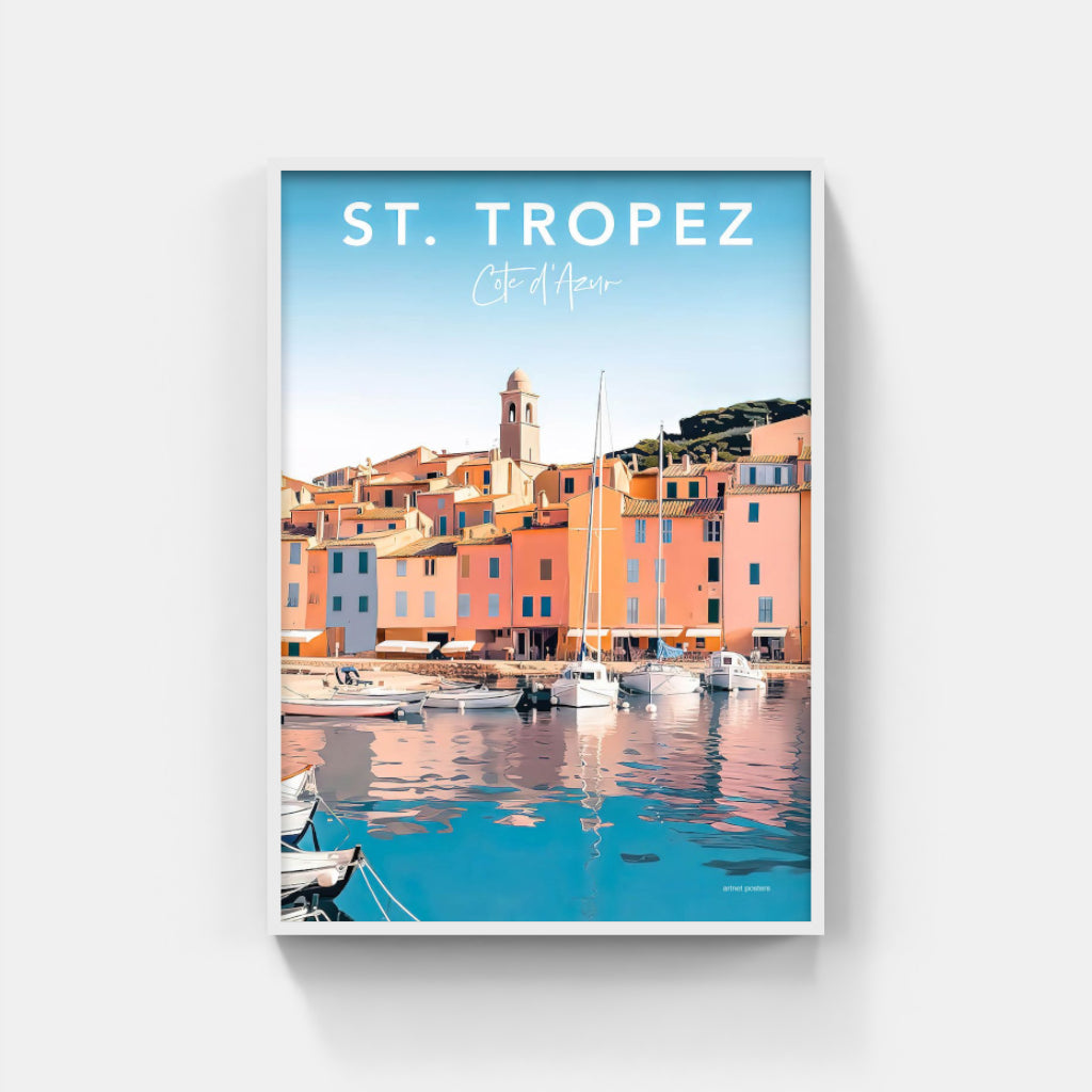 St Tropez Village retro poster