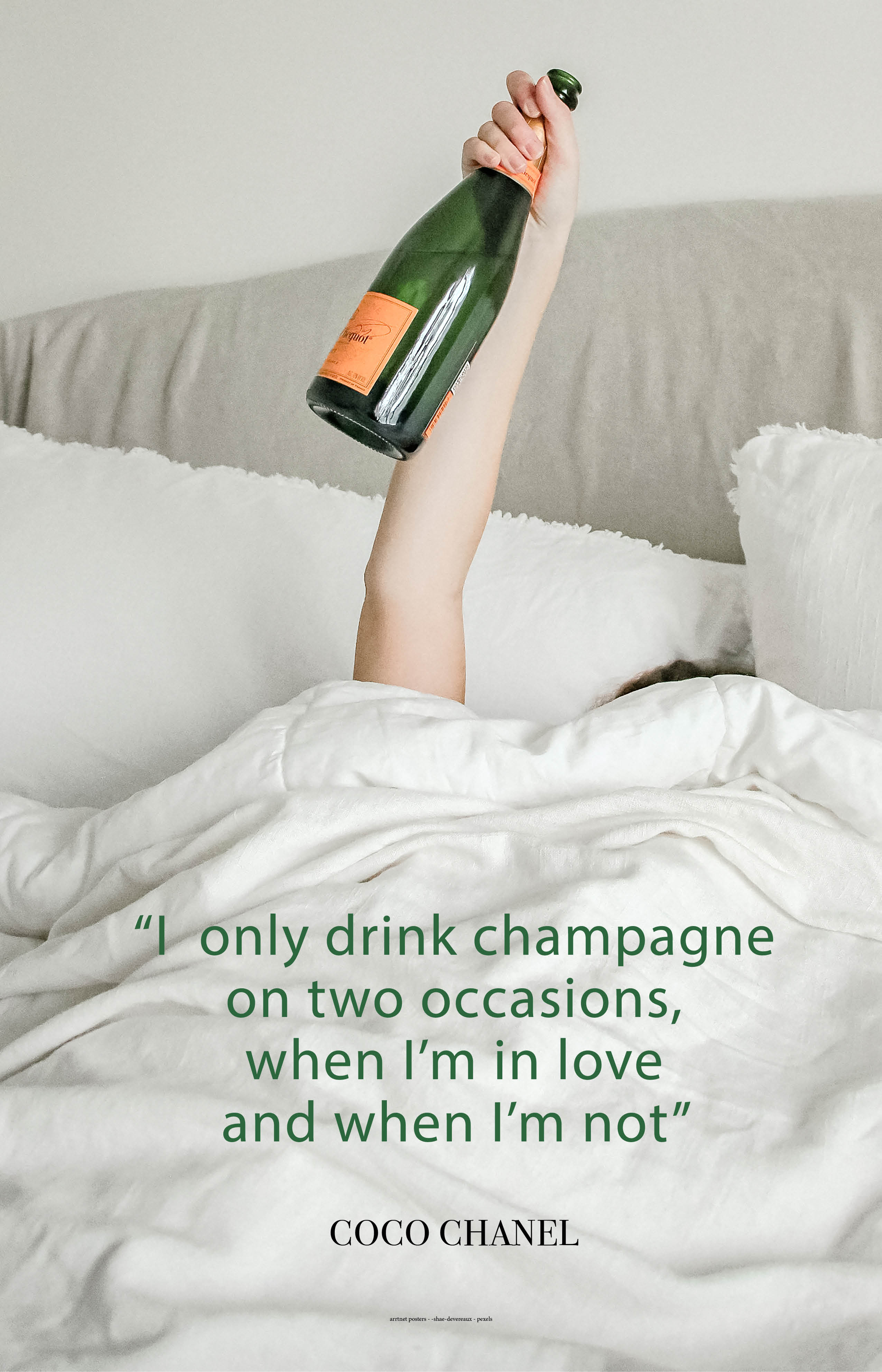 Champagne in Bed - Coco Chanel poster