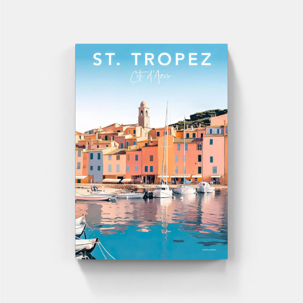 St Tropez Village retro poster