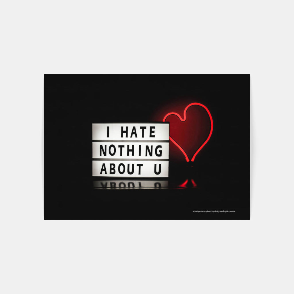 Hate Nothing About You neon poster