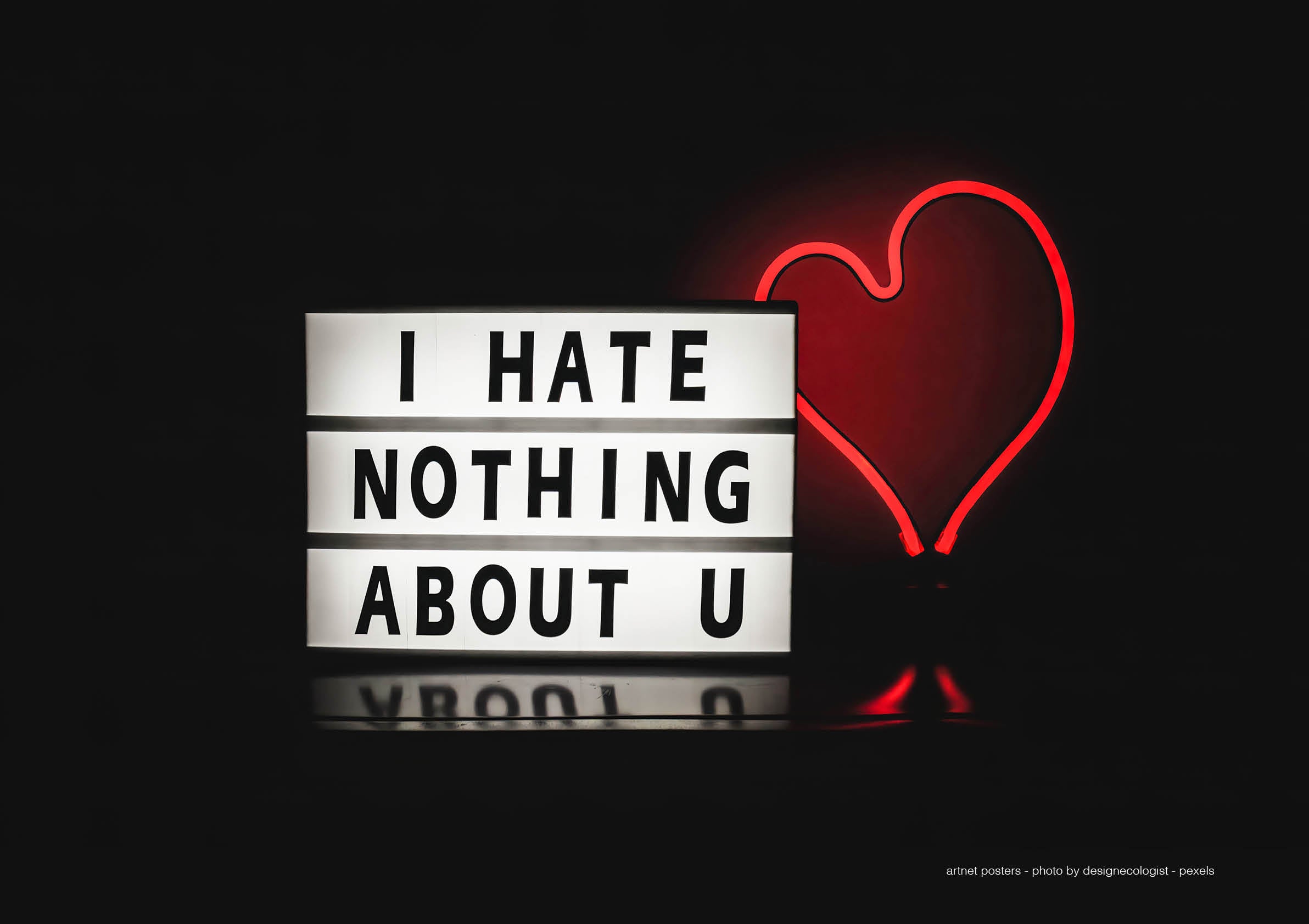 Hate Nothing About You neon poster