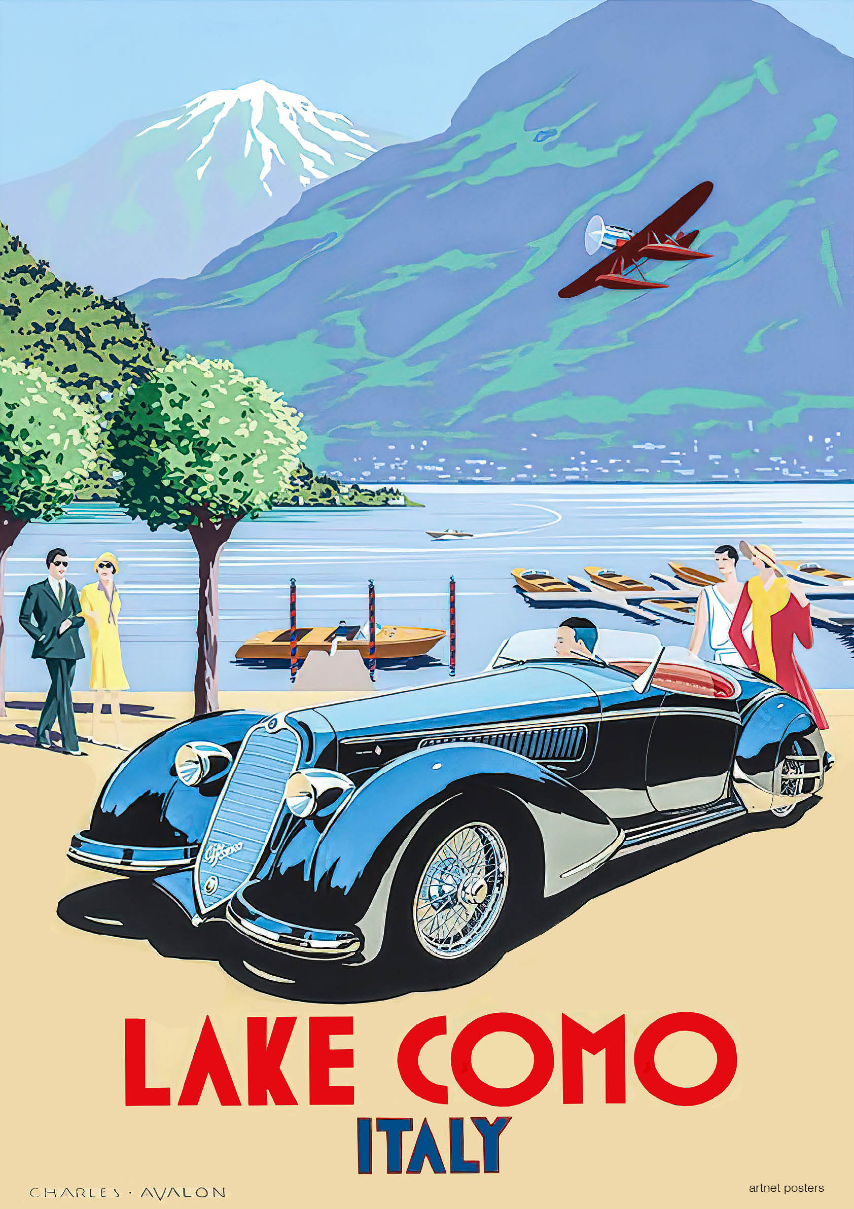 Lake Como retro poster