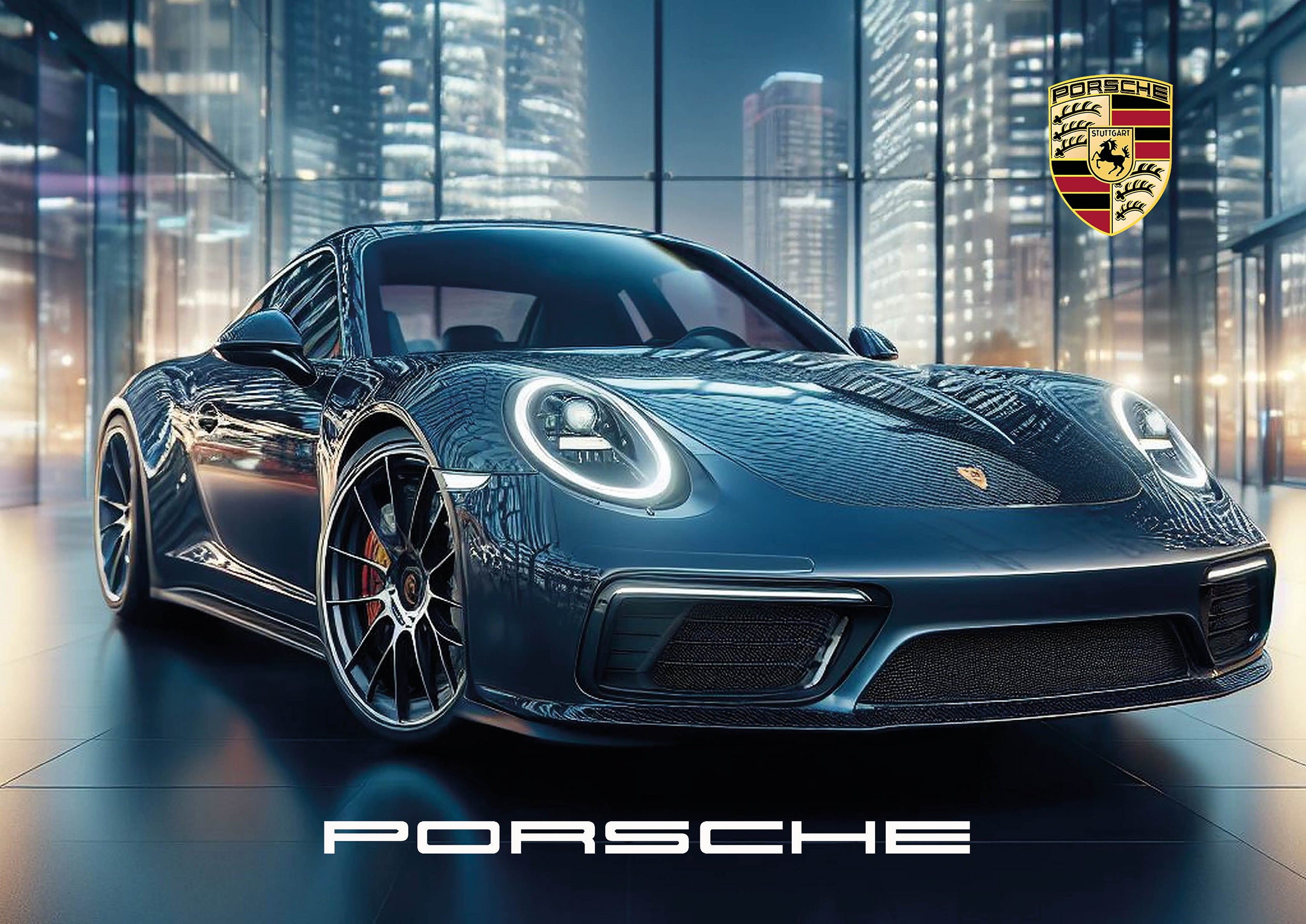 Porsche 911 City Lights poster