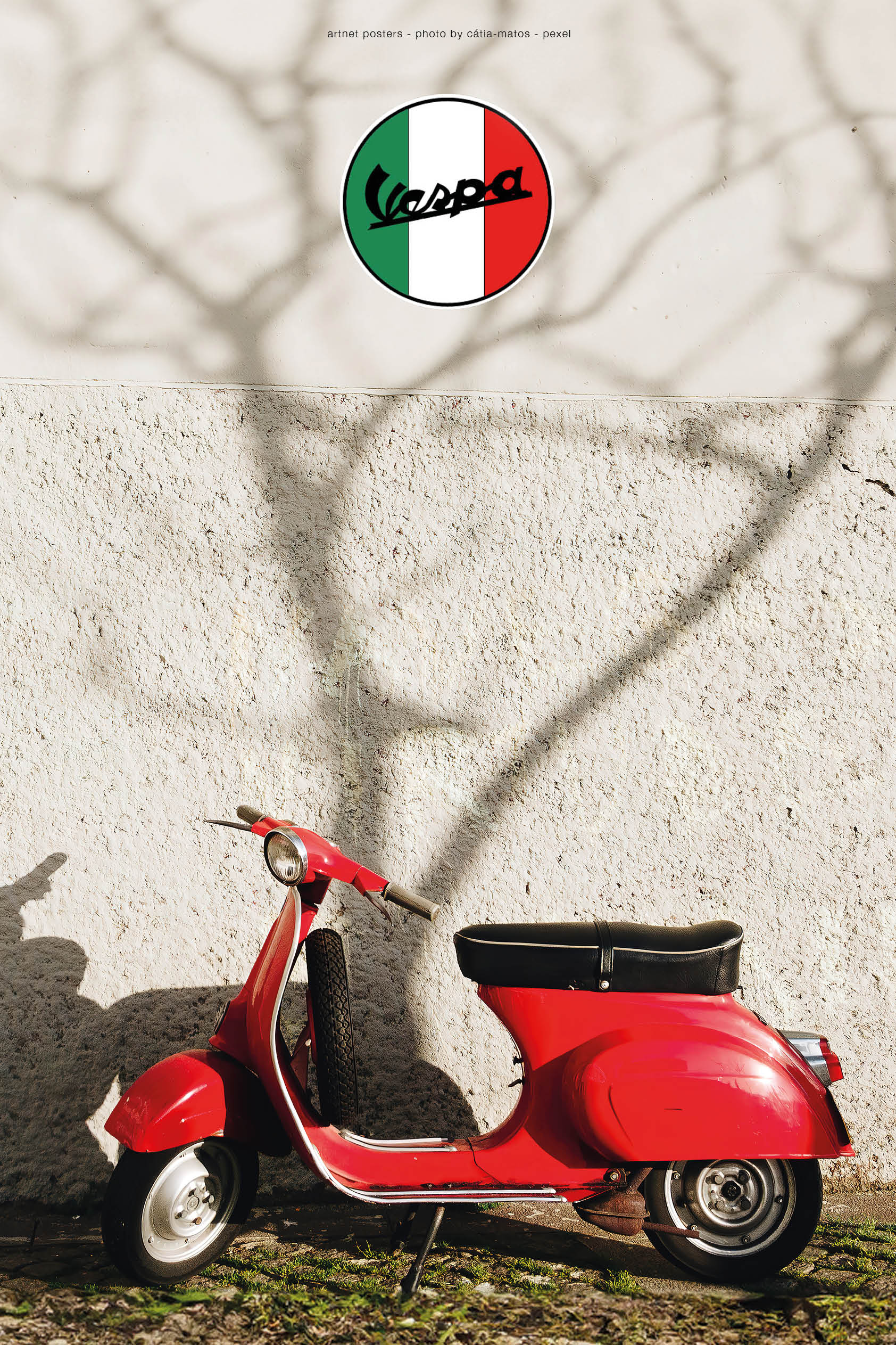 Red Vespa scooter poster